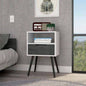 Nightstand 25H, Superior Top, Four, One Open Shelf, One Drawer, Smokey Oak/ White