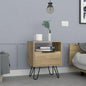Nightstand 22H, One Open Shelf, Single Door Cabient, Hairpin, Light Oak