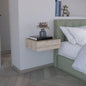 Floating Nightstand 5H, Modern Wall - Mounted Bedside Shelf with Drawer, Light Gray