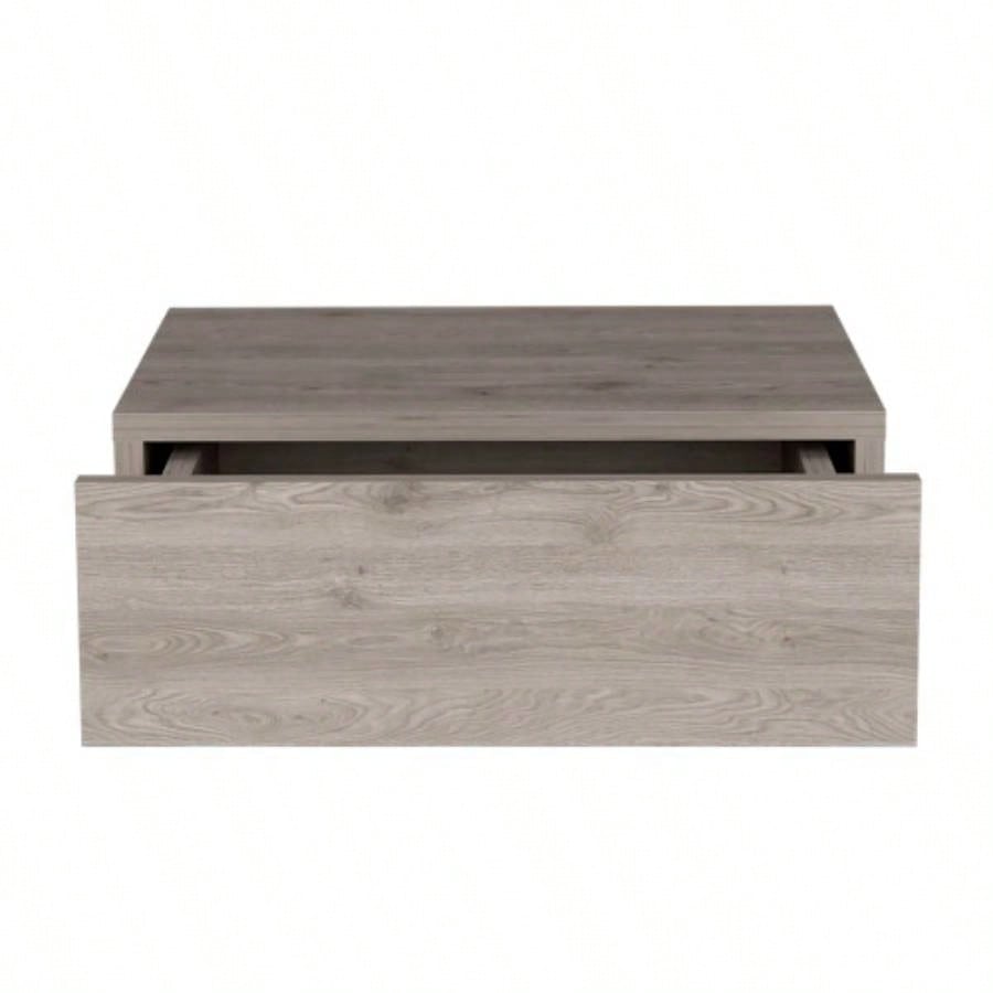 Floating Nightstand 5H, Modern Wall - Mounted Bedside Shelf with Drawer, Light Gray
