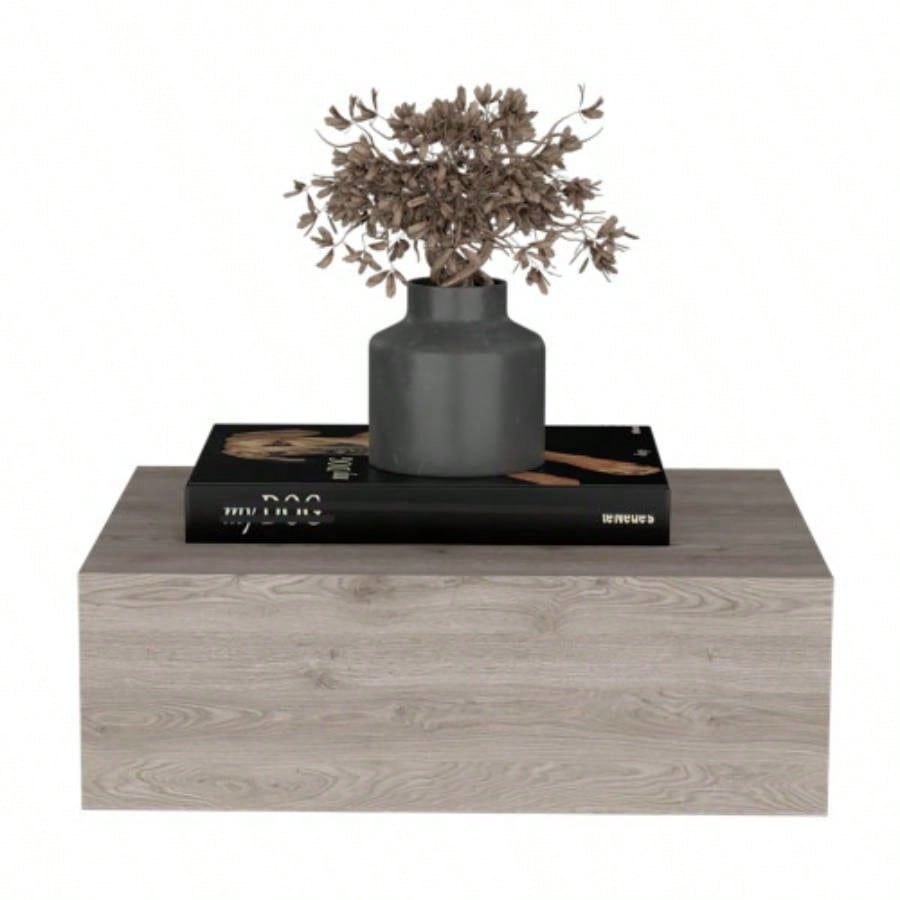 Floating Nightstand 5H, Modern Wall - Mounted Bedside Shelf with Drawer, Light Gray