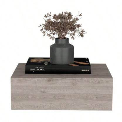 Floating Nightstand 5H, Modern Wall - Mounted Bedside Shelf with Drawer, Light Gray
