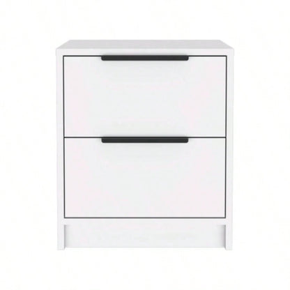 Modern Nightstand 19 H, Two Drawers, White
