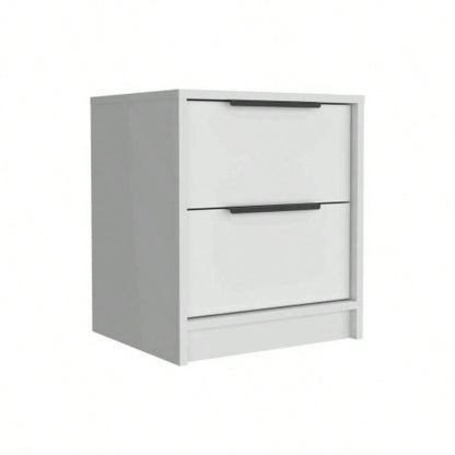 Modern Nightstand 19 H, Two Drawers, White