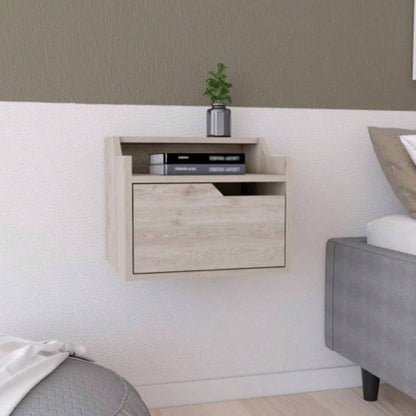 Winchester Floating Nightstand, Modern Dual - Tier Design with Spacious Single Drawer Storage, Dark Brown