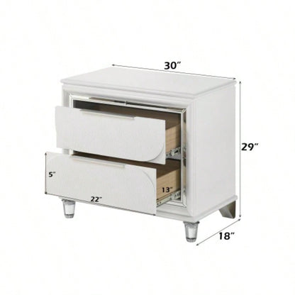Tarian Pearl White Nightstand