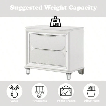 Tarian Pearl White Nightstand