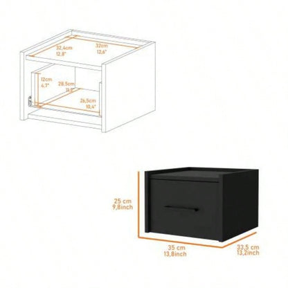 Black Wall - Mounted Floating Nightstand