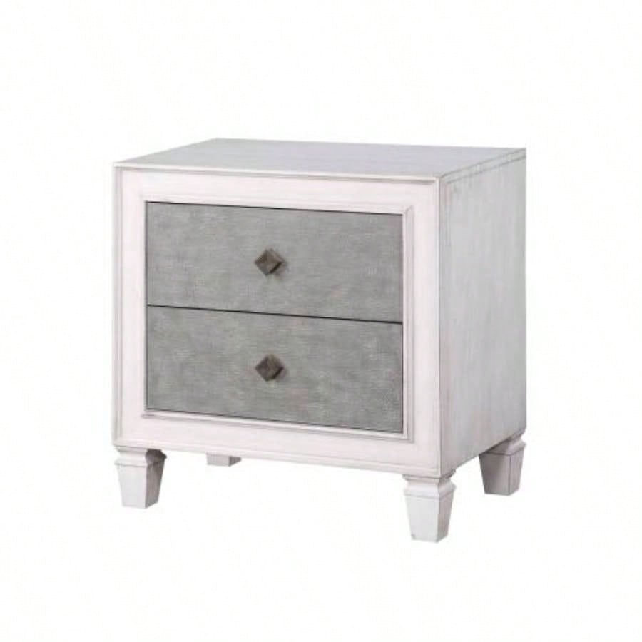 Katia Rustic Gray Weathered White Night Stand