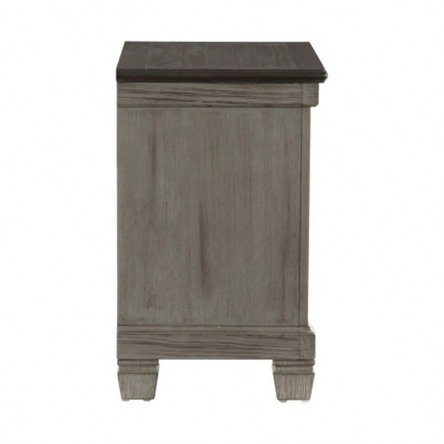 Transitional - Rustic Style Coffee and Antique Gray 2 - Drawer Nightstand 1pc Flat Knobs Classic Bedroom Furniture