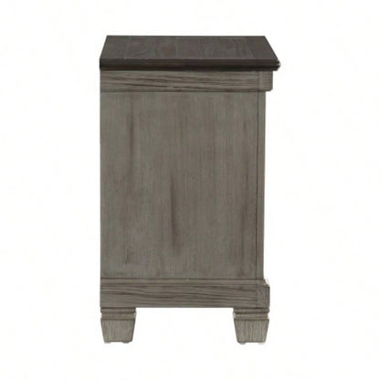 Transitional - Rustic Style Coffee and Antique Gray 2 - Drawer Nightstand 1pc Flat Knobs Classic Bedroom Furniture