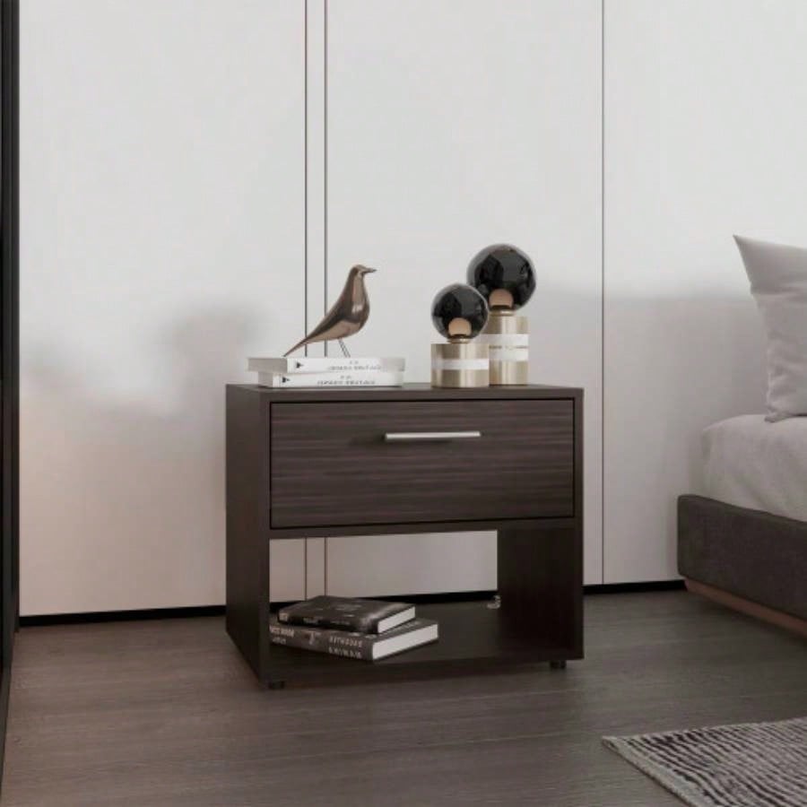 Nightstand, 1 Drawer, 1 Shelf, 4