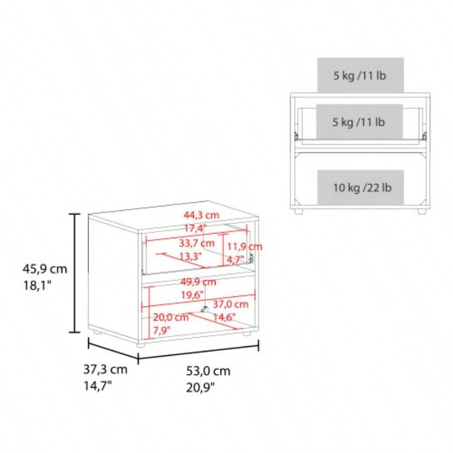 Nightstand, 1 Drawer, 1 Shelf, 4