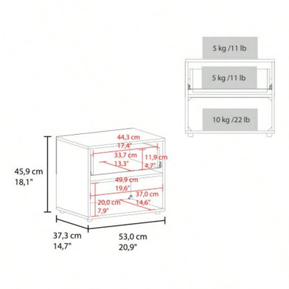 Nightstand, 1 Drawer, 1 Shelf, 4