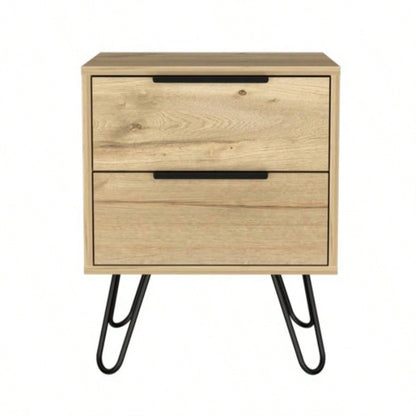 Nuvo Nightstand, Two Drawers, Hairpin