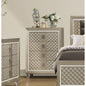 Glamorous Champagne 1pc Nightstand of 2 Drawers Acrylic Feet Bedside Table Luxury Bedroom Furniture Beveled Mirror Trim