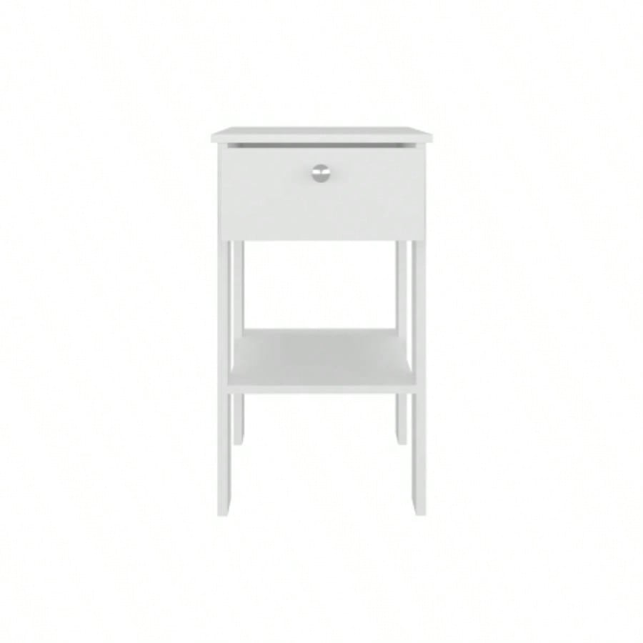 Nightstand, 1 Drawer, 1 Shelf, 4, White