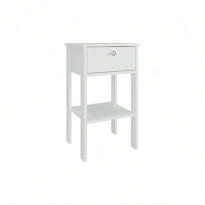 Nightstand, 1 Drawer, 1 Shelf, 4, White