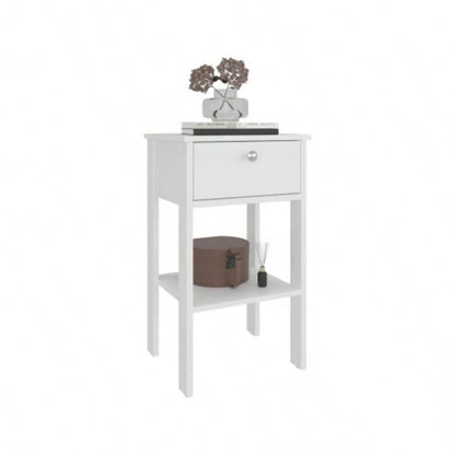 Nightstand, 1 Drawer, 1 Shelf, 4, White