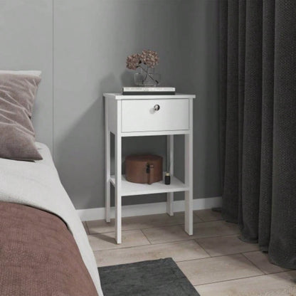 Nightstand, 1 Drawer, 1 Shelf, 4, White