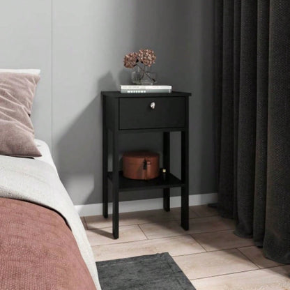 Nightstand, 1 Drawer, 1 Shelf, 4, Black Wengue