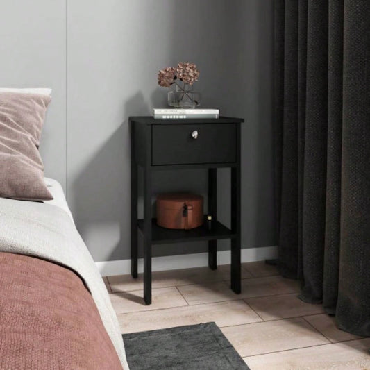 Nightstand, 1 Drawer, 1 Shelf, 4, Black Wengue