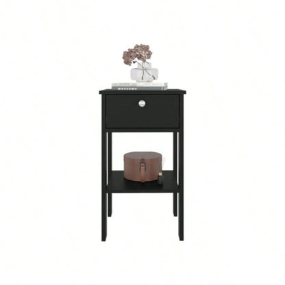 Nightstand, 1 Drawer, 1 Shelf, 4, Black Wengue