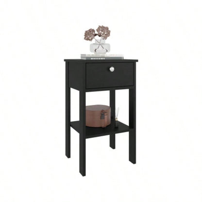 Nightstand, 1 Drawer, 1 Shelf, 4, Black Wengue