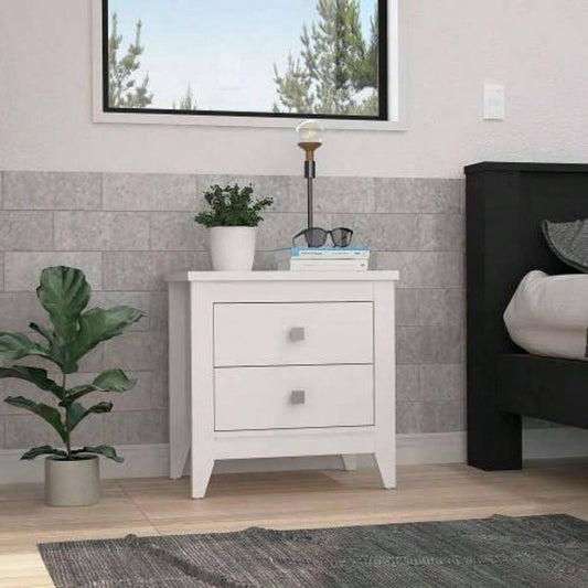 Nightstand 24H, Two Drawers, Four, Superior Top, White