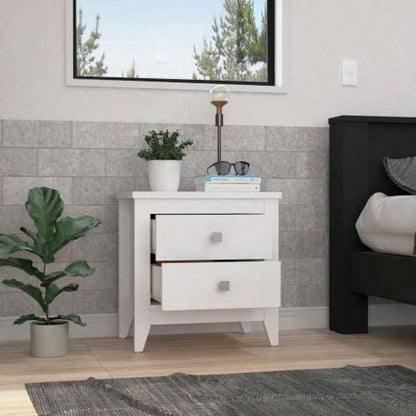 Nightstand 24H, Two Drawers, Four, Superior Top, White