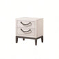1pc Unique Design Contemporary Sleek Beige White Nightstand 2 - Drawers Storage Bedroom Wooden Furniture Solid Wood