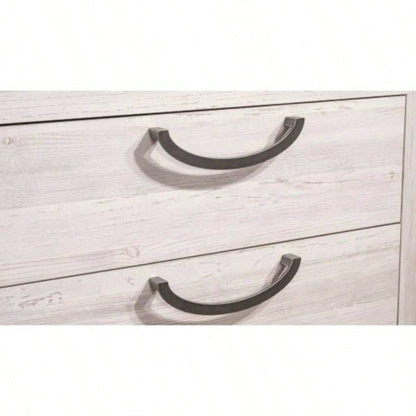 1pc Unique Design Contemporary Sleek Beige White Nightstand 2 - Drawers Storage Bedroom Wooden Furniture Solid Wood