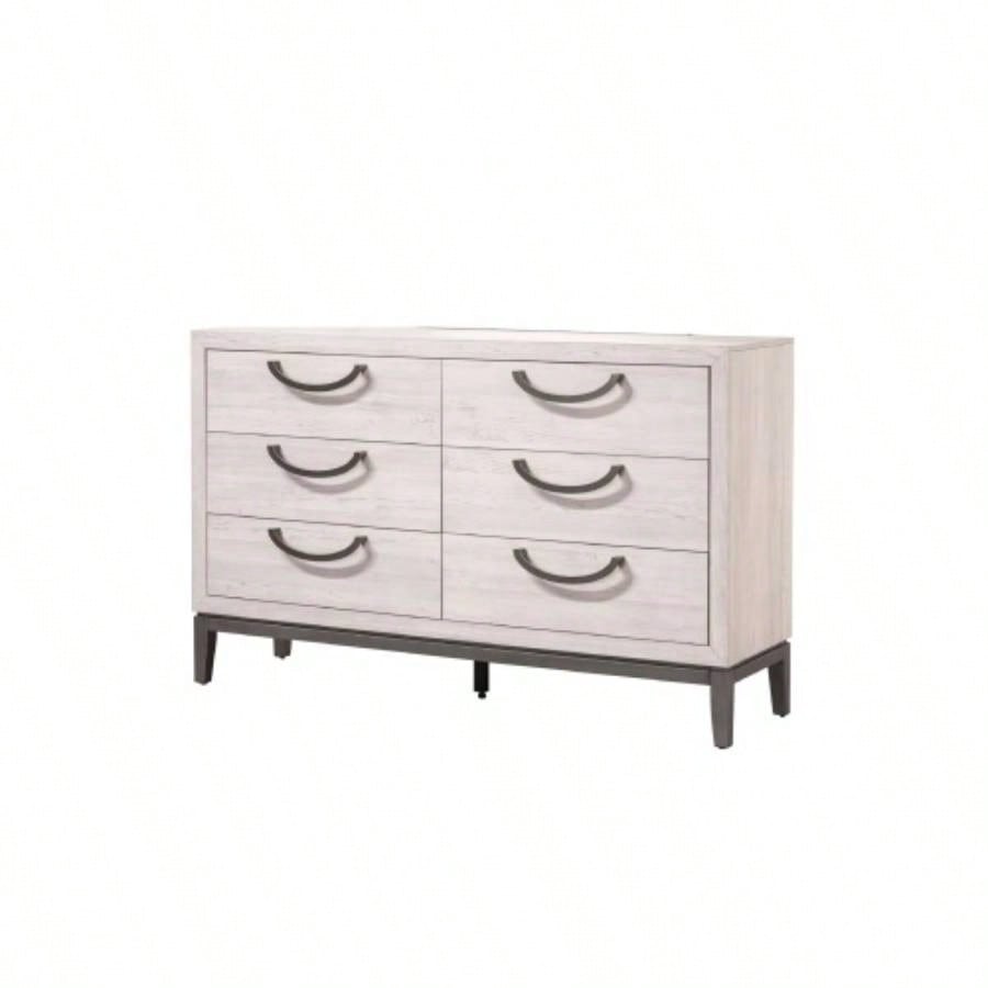 1pc Unique Design Contemporary Sleek Beige White Nightstand 2 - Drawers Storage Bedroom Wooden Furniture Solid Wood