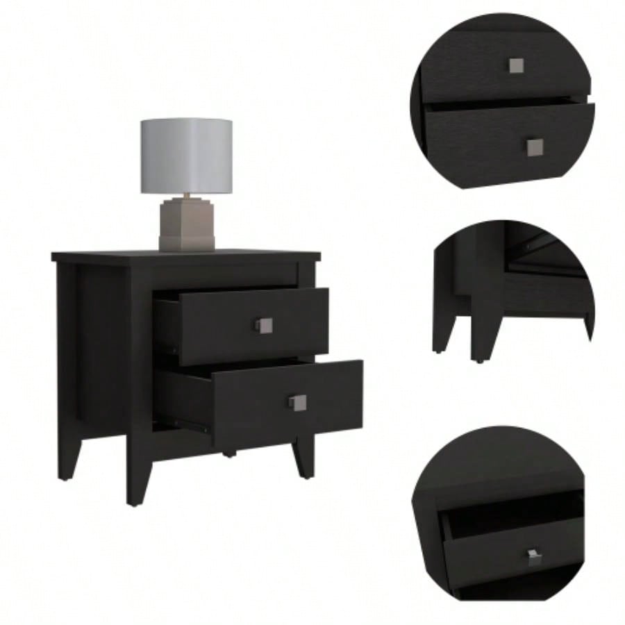 Windsor 2 - Drawer Nightstand Black Wengue