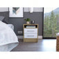 White and Light Oak 2 - Drawer 1 - Shelf Rectangle Nightstand