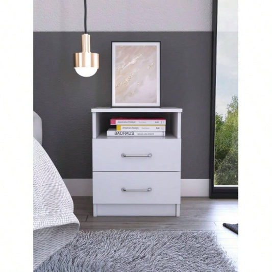 Brookeline 2 - Drawer 1 - Shelf Rectangle Nightstand White