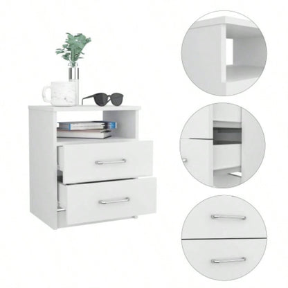 Brookeline 2 - Drawer 1 - Shelf Rectangle Nightstand White