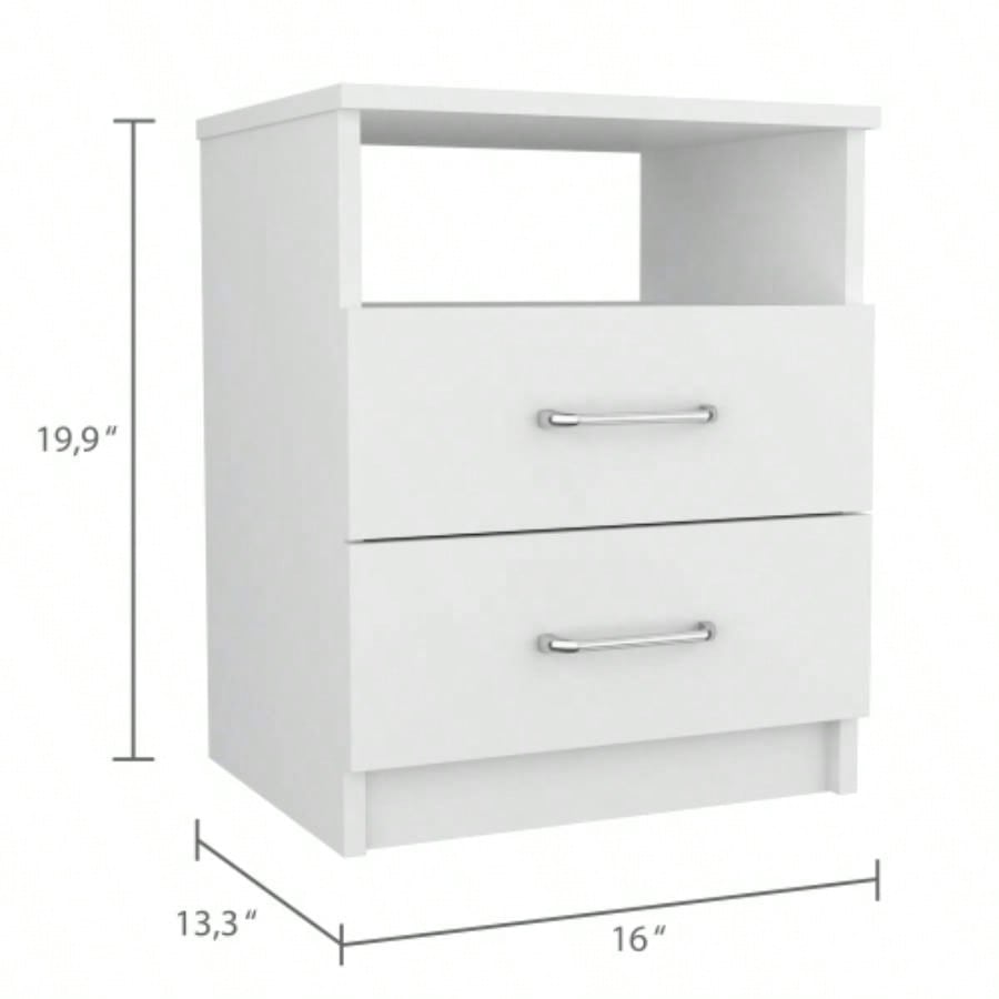 Brookeline 2 - Drawer 1 - Shelf Rectangle Nightstand White