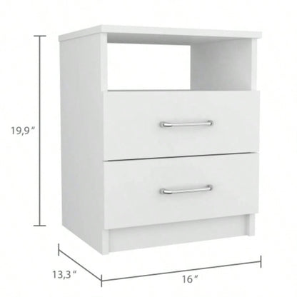 Brookeline 2 - Drawer 1 - Shelf Rectangle Nightstand White