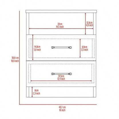 Brookeline 2 - Drawer 1 - Shelf Rectangle Nightstand White