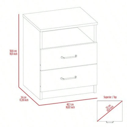 Brookeline 2 - Drawer 1 - Shelf Rectangle Nightstand White