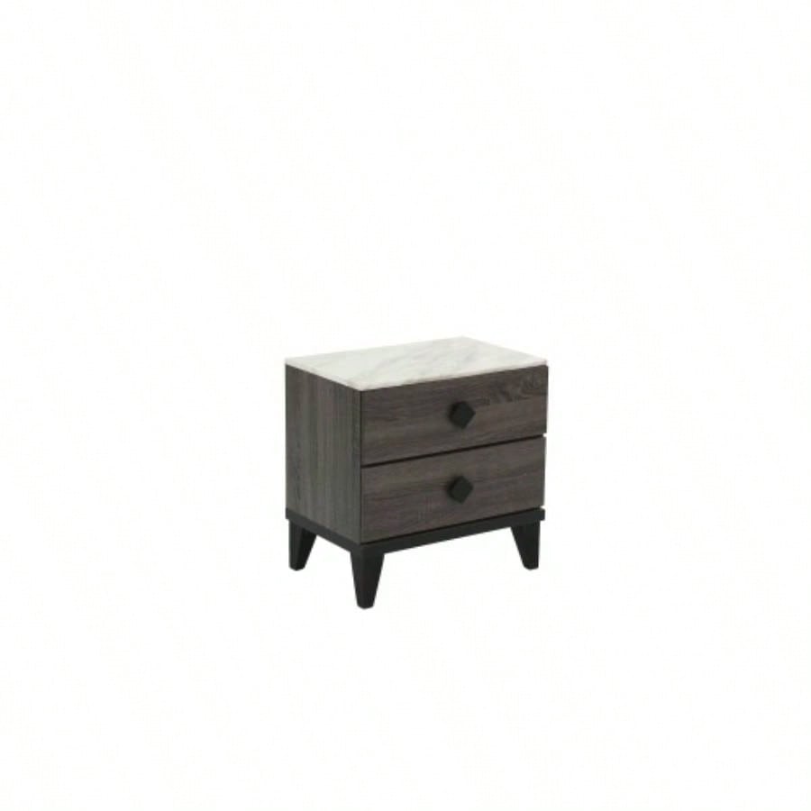 NIGHTSTAND in Dark Gray Oak Rustic Accents