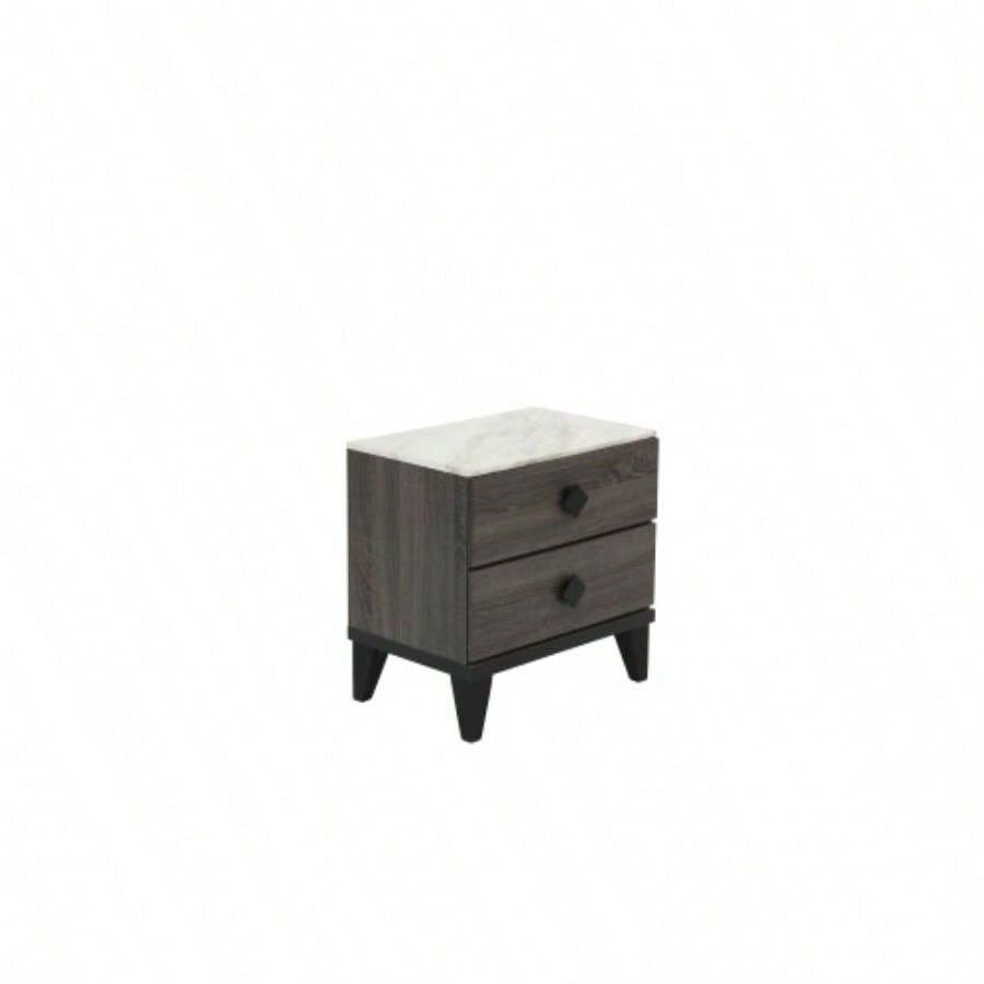 NIGHTSTAND in Dark Gray Oak Rustic Accents