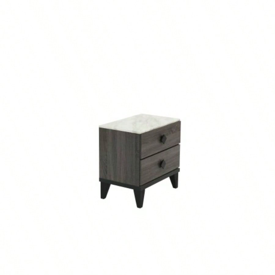 NIGHTSTAND in Dark Gray Oak Rustic Accents