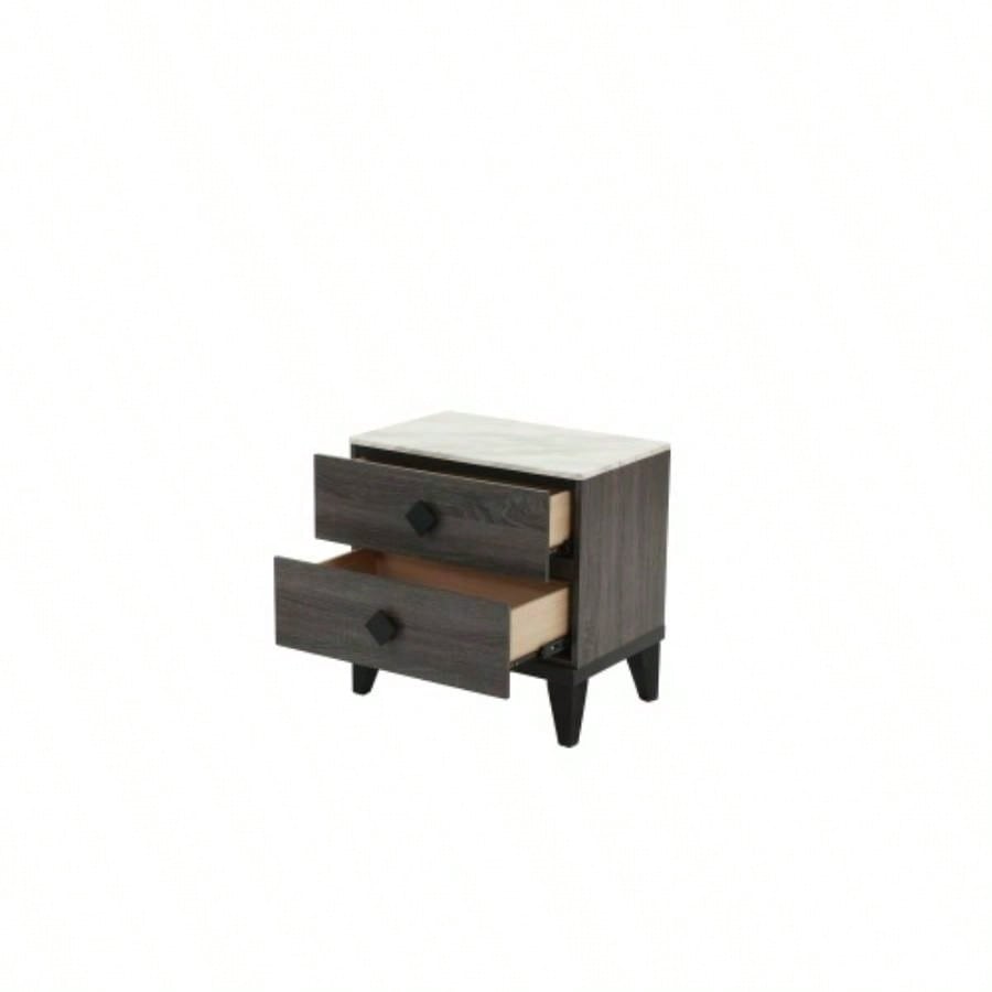 NIGHTSTAND in Dark Gray Oak Rustic Accents