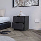 Nightstand Gandu, Two Drawers, Black Wengue