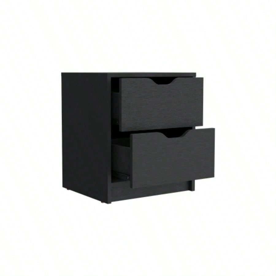 Nightstand Gandu, Two Drawers, Black Wengue