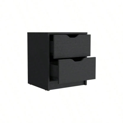 Nightstand Gandu, Two Drawers, Black Wengue
