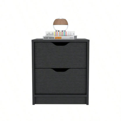 Nightstand Gandu, Two Drawers, Black Wengue