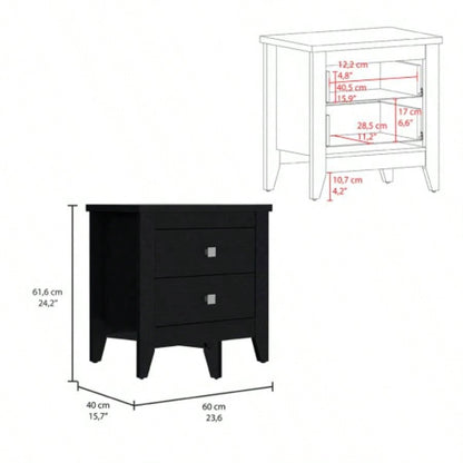 Nightstand More, Two Shelves, Four, Black Wengue